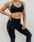 Glo V Cross Black Sports Bra in Black - Inner Glö Apparel