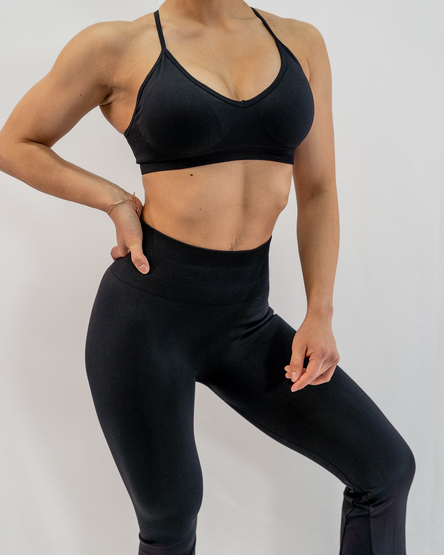 Glo V Cross Black Sports Bra in Black - Inner Glö Apparel
