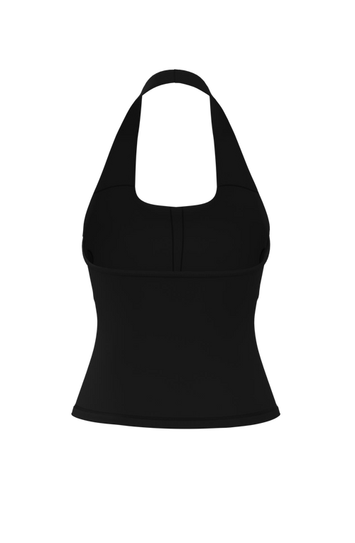 Halter Tank in Black Truffle
