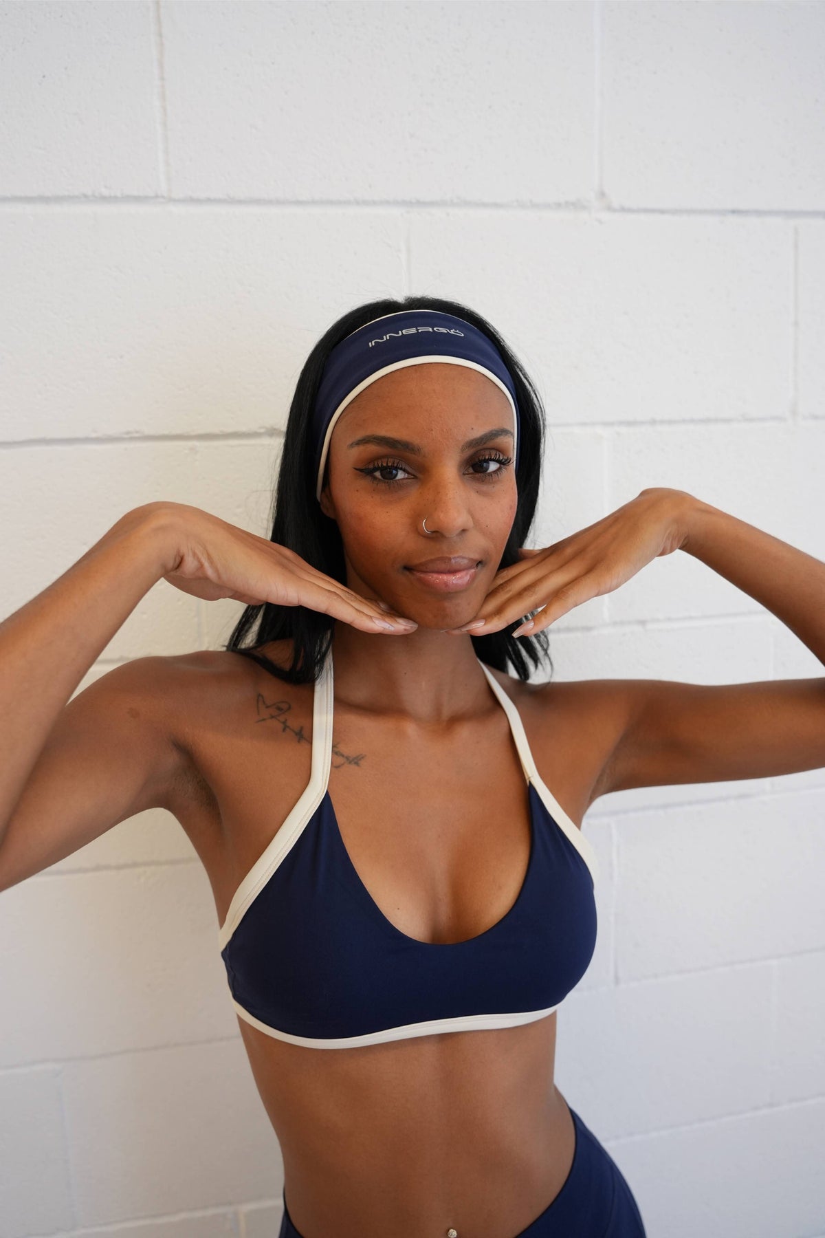 Signature Contrast Headband in Navy