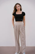 High Rise Relaxed Pants in Cream - Inner Glö Apparel