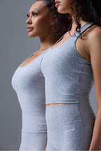 Hip Length Tank in Marl Grey