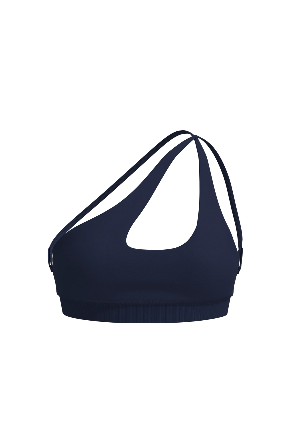 Single Shoulder Sports Bra in Black Truffle
