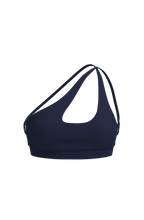 Single Shoulder Sports Bra in Black Truffle