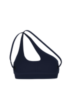 Single Shoulder Sports Bra in Black Truffle