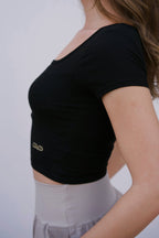 Square Neck Cropped Tee in Black - Inner Glö Apparel