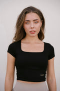 Square Neck Cropped Tee in Black - Inner Glö Apparel