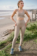 Sunset Sports Bra in Soft Khaki - Inner Glö Apparel