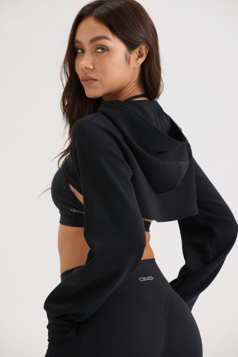 Super Cropped Hoodie in Black - Inner Glö Apparel