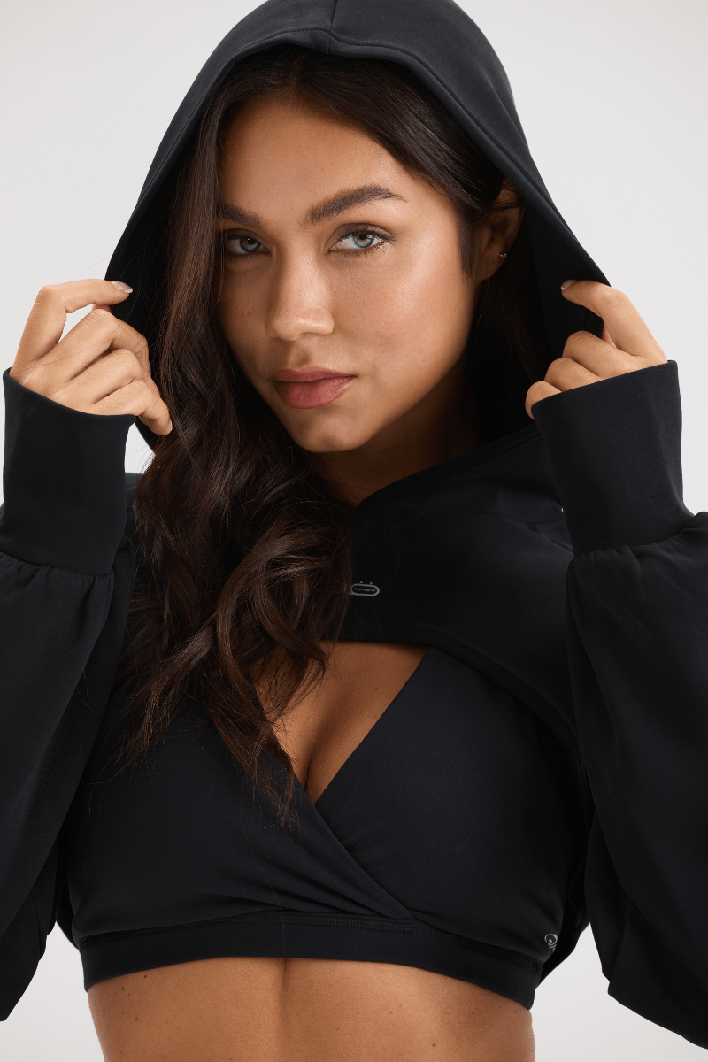 Super Cropped Hoodie in Black - Inner Glö Apparel