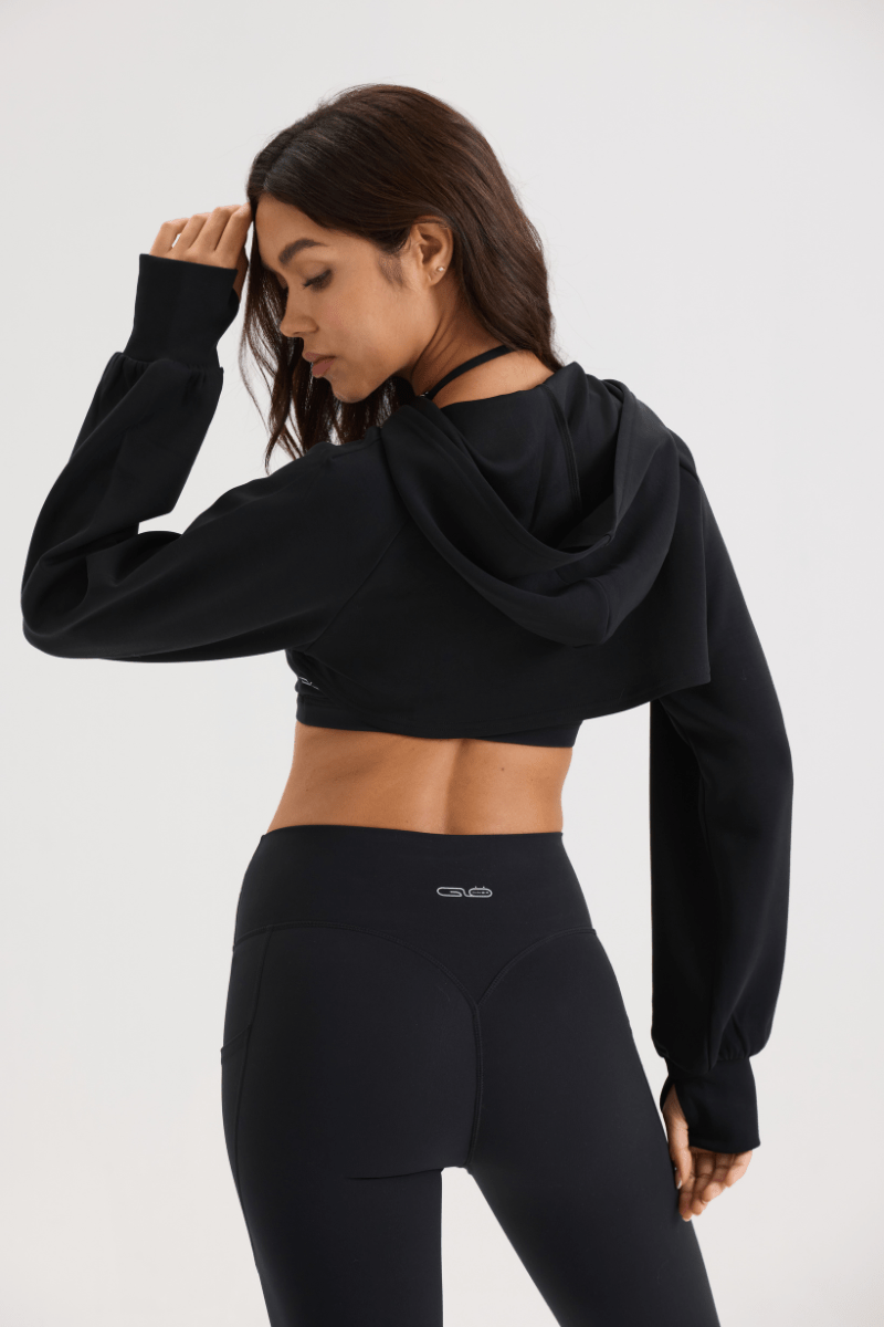 Super Cropped Hoodie in Black - Inner Glö Apparel