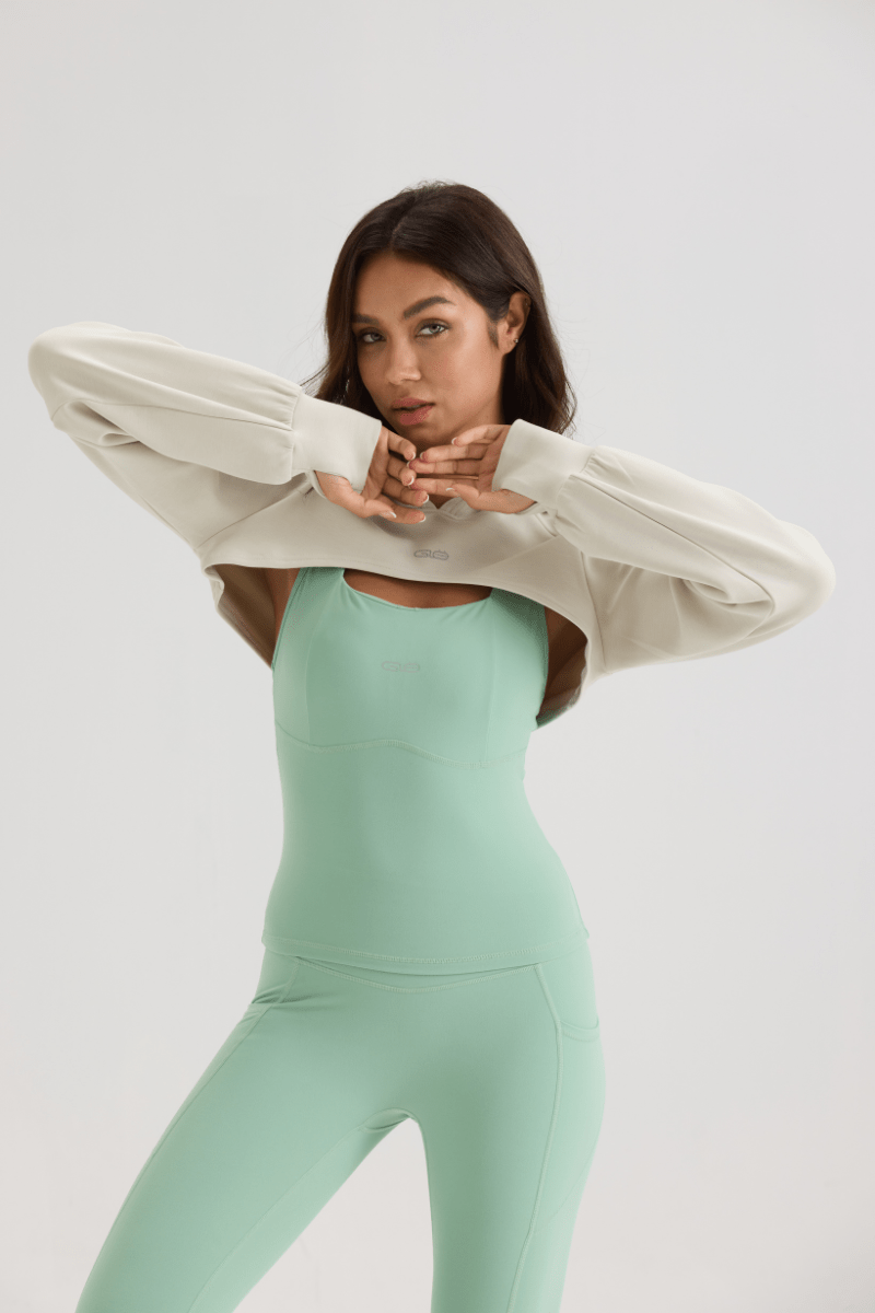Super Cropped Hoodie in Creamy White - Inner Glö Apparel