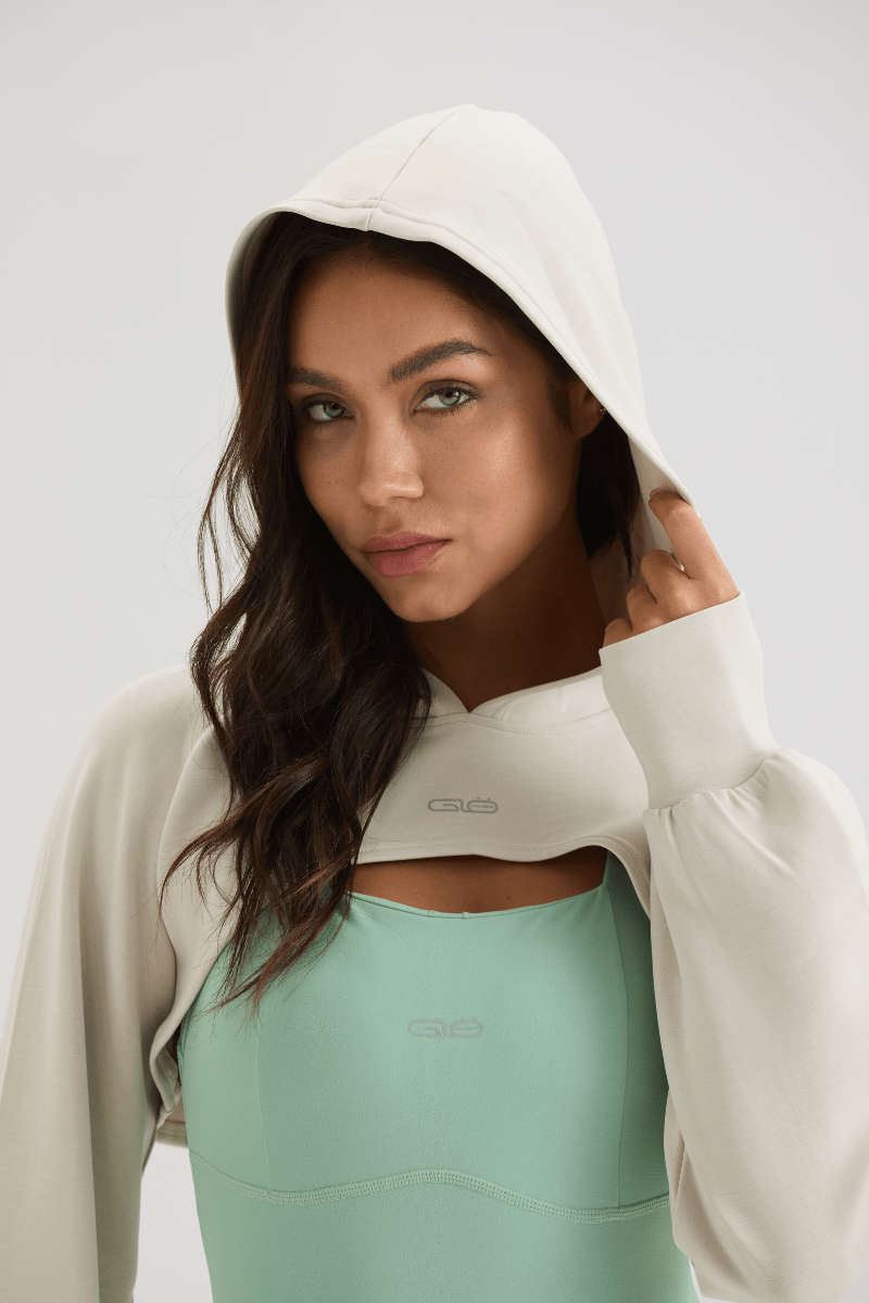 Super Cropped Hoodie in Creamy White - Inner Glö Apparel