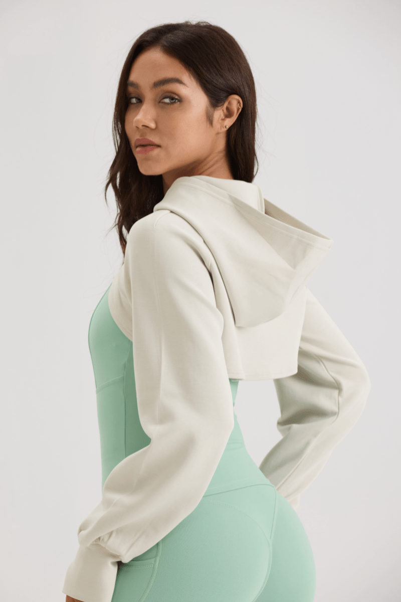 Super Cropped Hoodie in Creamy White - Inner Glö Apparel