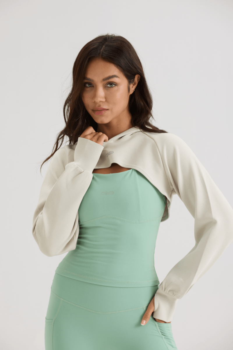 Super Cropped Hoodie in Creamy White - Inner Glö Apparel