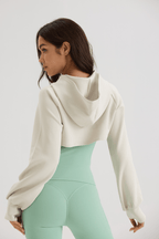 Super Cropped Hoodie in Creamy White - Inner Glö Apparel