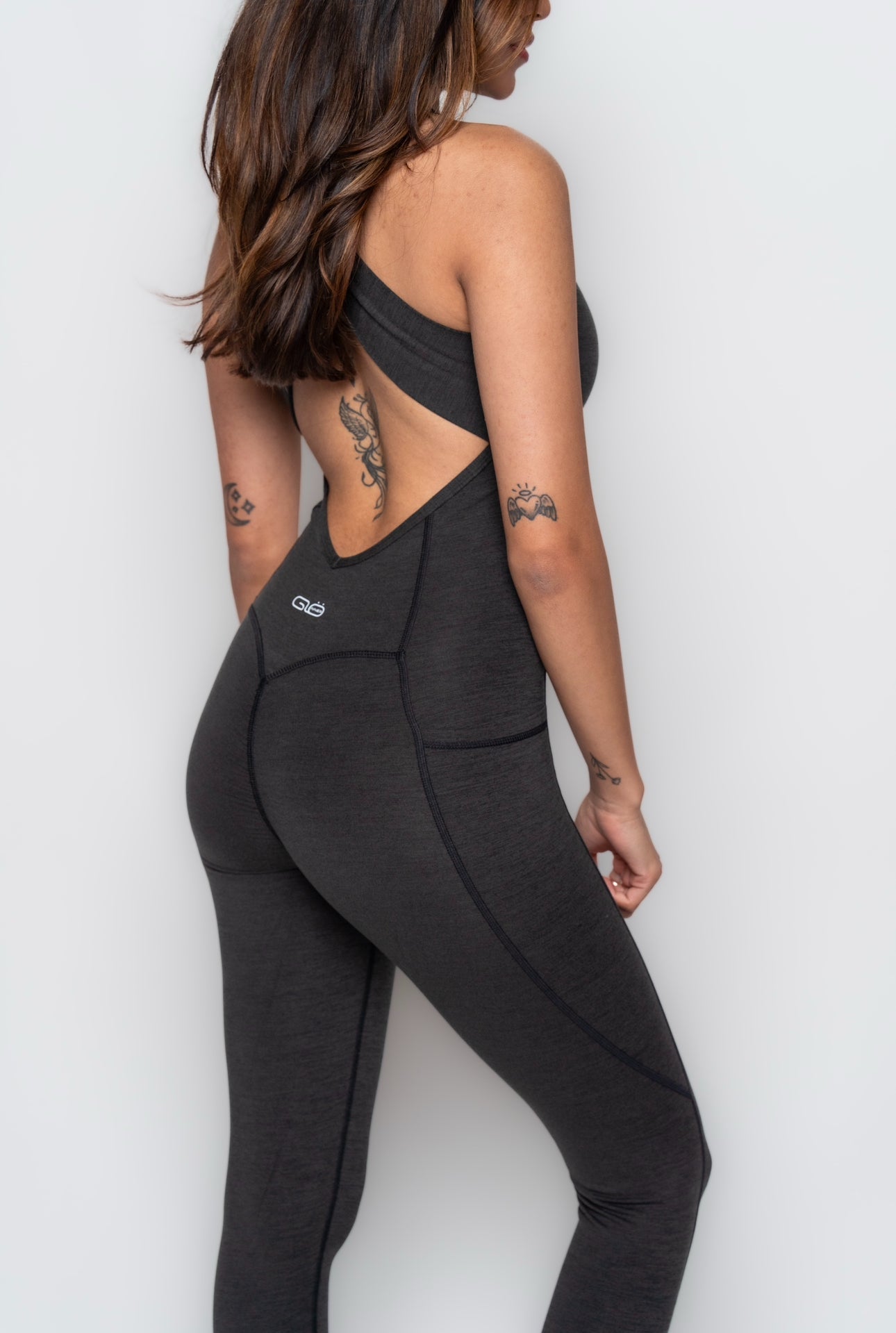 Twist Invisible Scrunch Bodysuit with Pockets in Black - Inner Glö Apparel