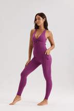 Twist Invisible Scrunch Bodysuit with Pockets in Purple - Inner Glö Apparel