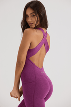 Twist Invisible Scrunch Bodysuit with Pockets in Purple - Inner Glö Apparel